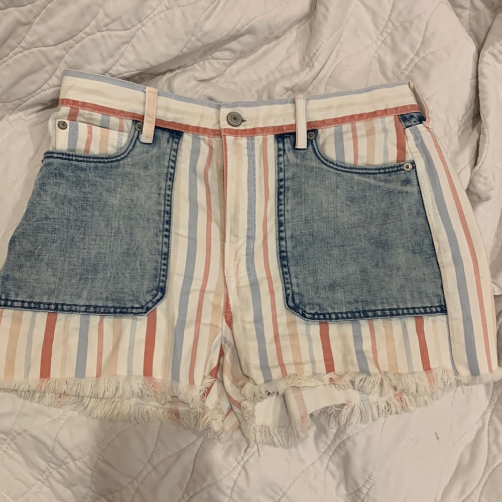 American Eagle Striped Denim Shorts